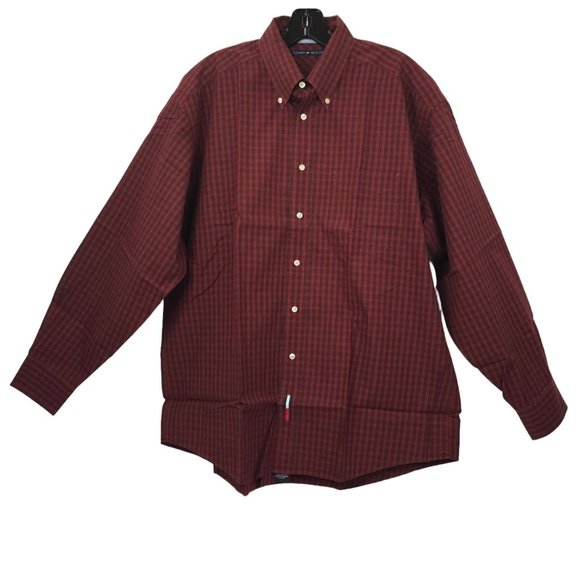 Vintage 2002 Tommy Hilfiger Button Front Shirt Mens 16.5 Holiday Tartans Plaid - Picture 1 of 15